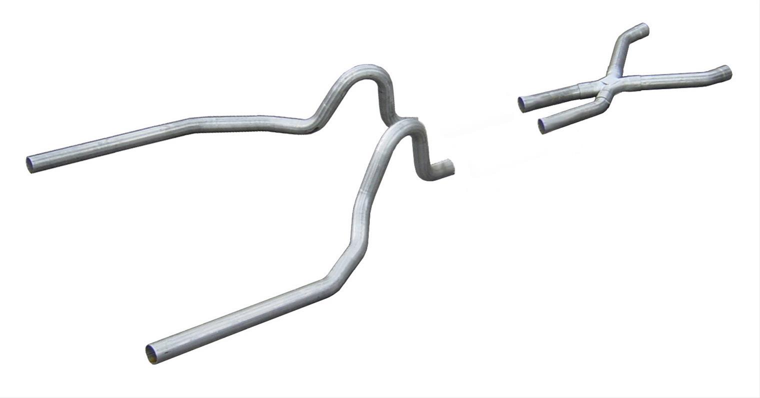 Pypes No-Muffler Exhaust Systems SFM03 System, Race Pro, Header-Back, Stainless Steel, Natural, X-Pipe, Ford, Kit