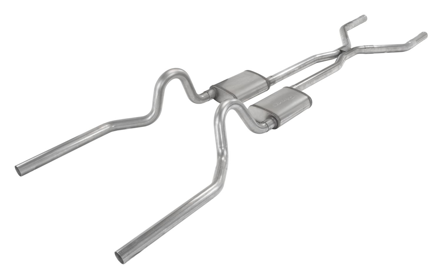 Pypes H-Bomb Exhaust Systems for 1970 MUSTANG - SFM44V System, Crossmember Back w/H-Pipe 71-73 Mustang Split Rear Dual Exit 2.5 in Int & Tail Pipe Violator Muffler/Hardware