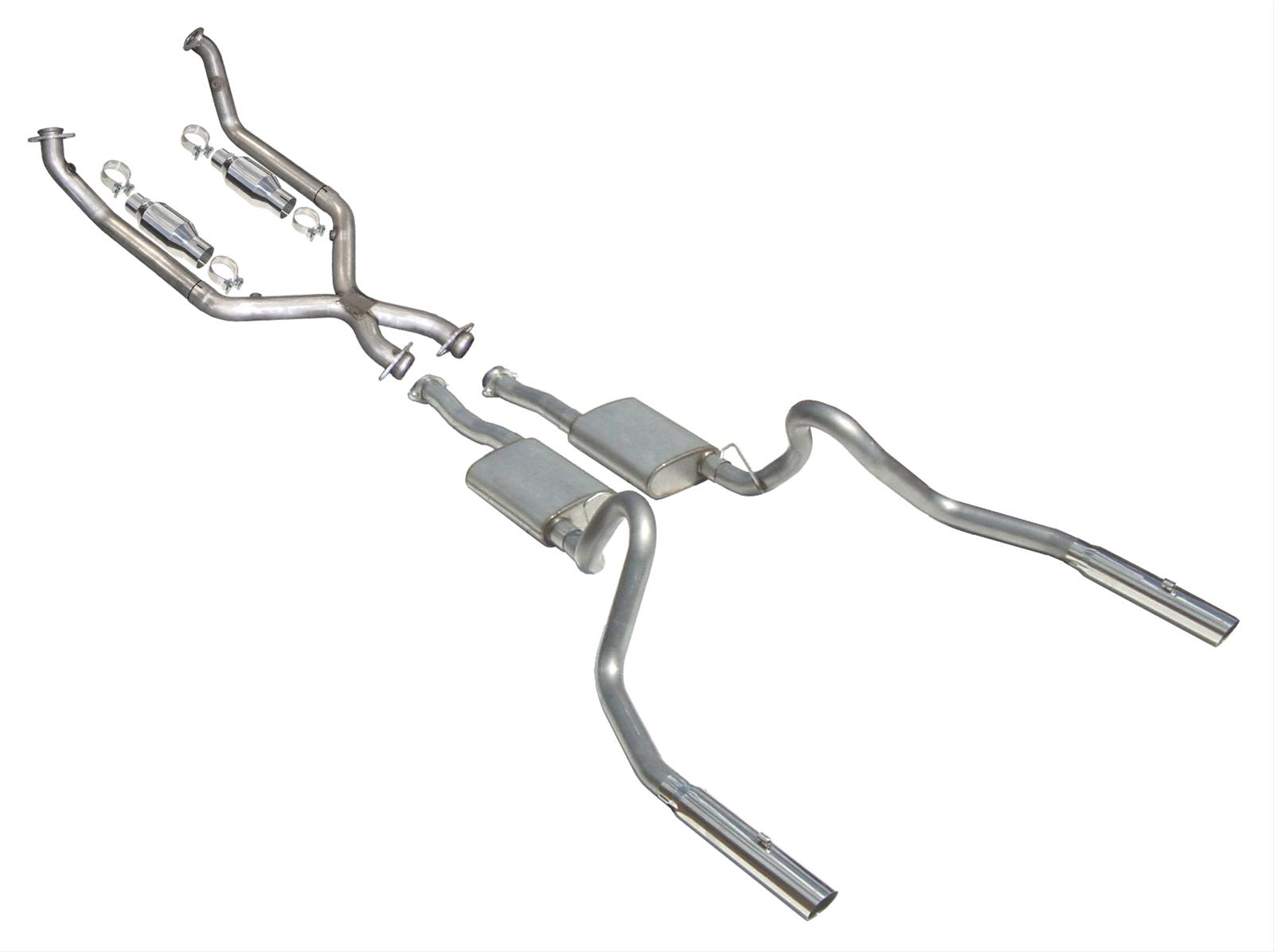 Pypes Street Pro Exhaust Systems SFM56 Exhaust, Pro, Header Back, Stainless Steel, Natural, X-Pipe, Polished Tips, Ford, 3.8, 3.9L