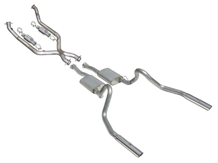 Pypes Street Pro Exhaust Systems SFM56B Exhaust, Pro, Header Back, Stainless Steel, Natural, X-Pipe, Black Powdercoated Tips, Ford, 3.8, 3.9L thumbnail 2