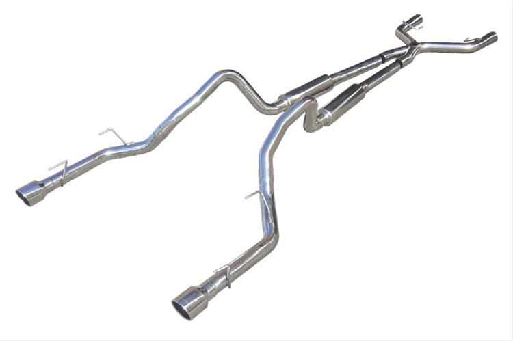 Pypes Mid Muffler Exhaust Systems SFM69B System, Street Pro, Section Back, Stainless Steel, Natural, Black Powdercoated Tips, Ford, V6, Kit thumbnail 2