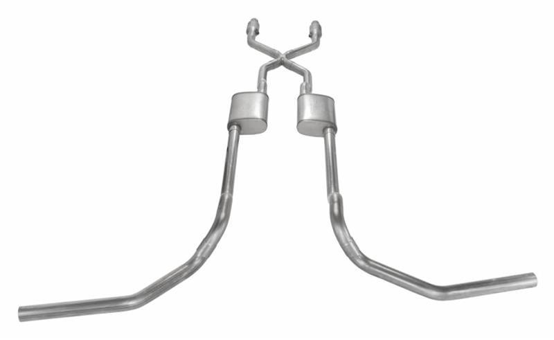 Pypes Violator Dual Exhaust Systems SFT965VE Systems, Crossmember Back w/H-Pipe System 75-87 GM Split Rear Exit 2.5 in Intermediate thumbnail 3