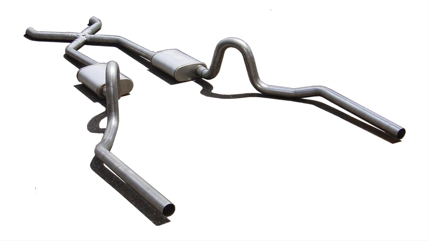 Pypes Violator Dual Exhaust Systems SGA10V System, Violator, Crossmember Back, Stainless Steel, Natural, X-Pipe, Buick, Chevy, Oldsmobile, Pontiac, V8