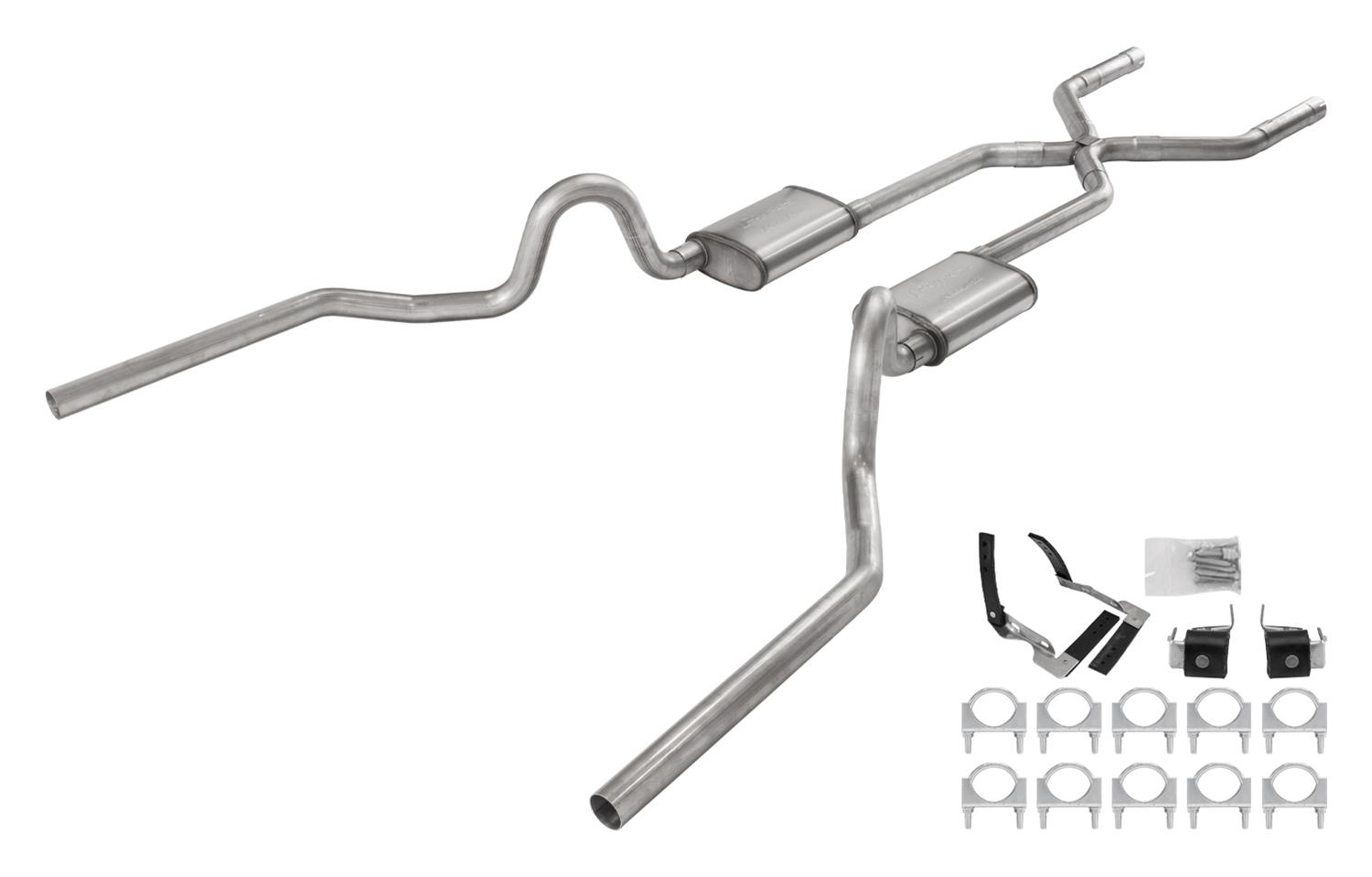 Pypes Street Pro Exhaust Systems SGA18S System, Pro, 2.50 in., Crossmember Back, 409 Stainless Steel, Muffler, Natural, X-Pipe, Oldsmobile, V8, Kit thumbnail 3