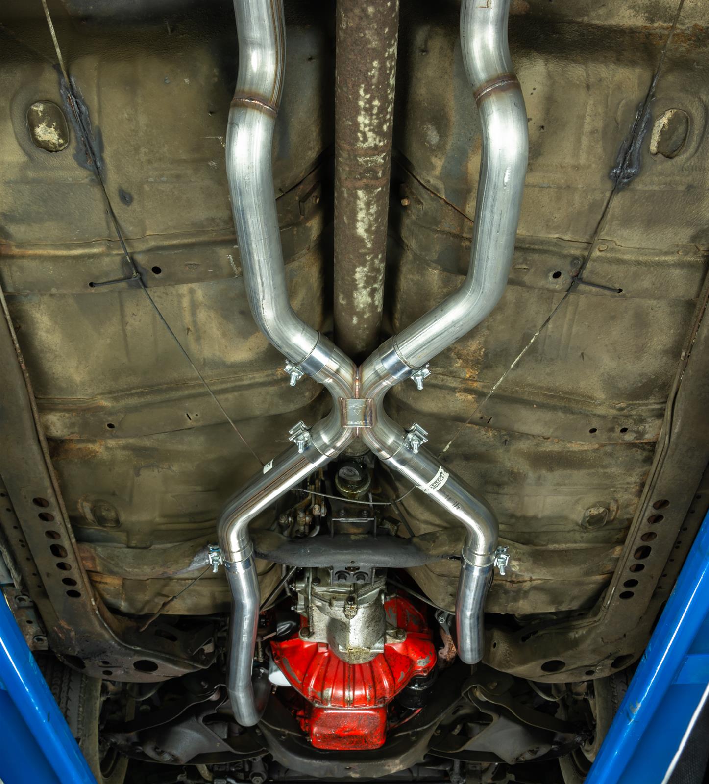 Pypes High Tuck Header/Crossmember-Back Exhaust Systems SGA20T Systems, Header/Crossmember-Back, Stainless Steel, Natural, Turbo Pro Mufflers, Buick, Chevy, Oldsmobile, Pontiac, Kit thumbnail 4