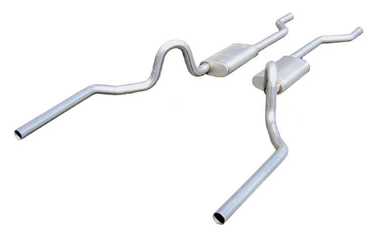 Pypes Turbo Pro Exhaust Systems SGA30T30 System, Pro, Crossmember Back, Dual, Stainless Steel, Natural, Split Rear Exit, Buick, Chevrolet, GMC, Oldsmobile, Pontiac, Kit