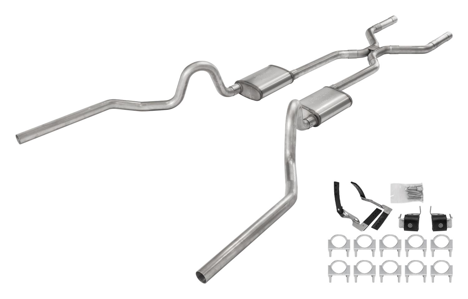 Pypes Race Pro Dual Exhaust Systems SGA48R System, Pro, 2.50 in., Crossmember Back, 409 Stainless Steel, Natural, H-Pipe, Muffler, Oldsmobile, V8, Kit thumbnail 3