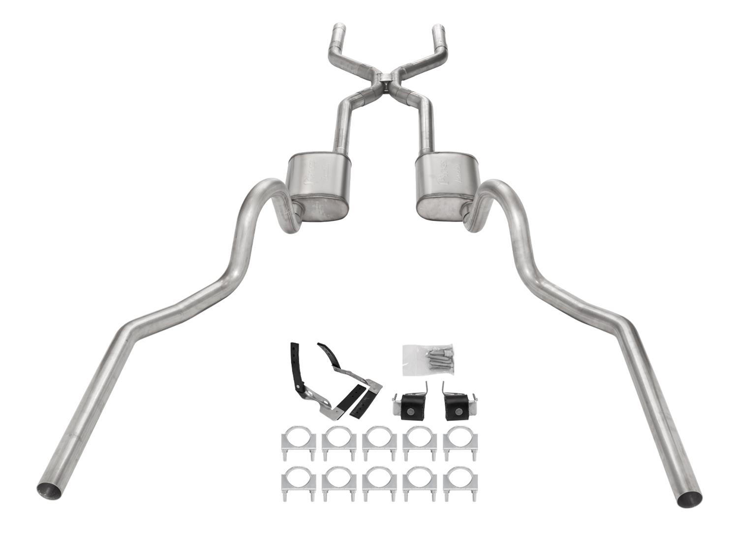 Pypes Race Pro Dual Exhaust Systems SGA48R System, Pro, 2.50 in., Crossmember Back, 409 Stainless Steel, Natural, H-Pipe, Muffler, Oldsmobile, V8, Kit thumbnail 2