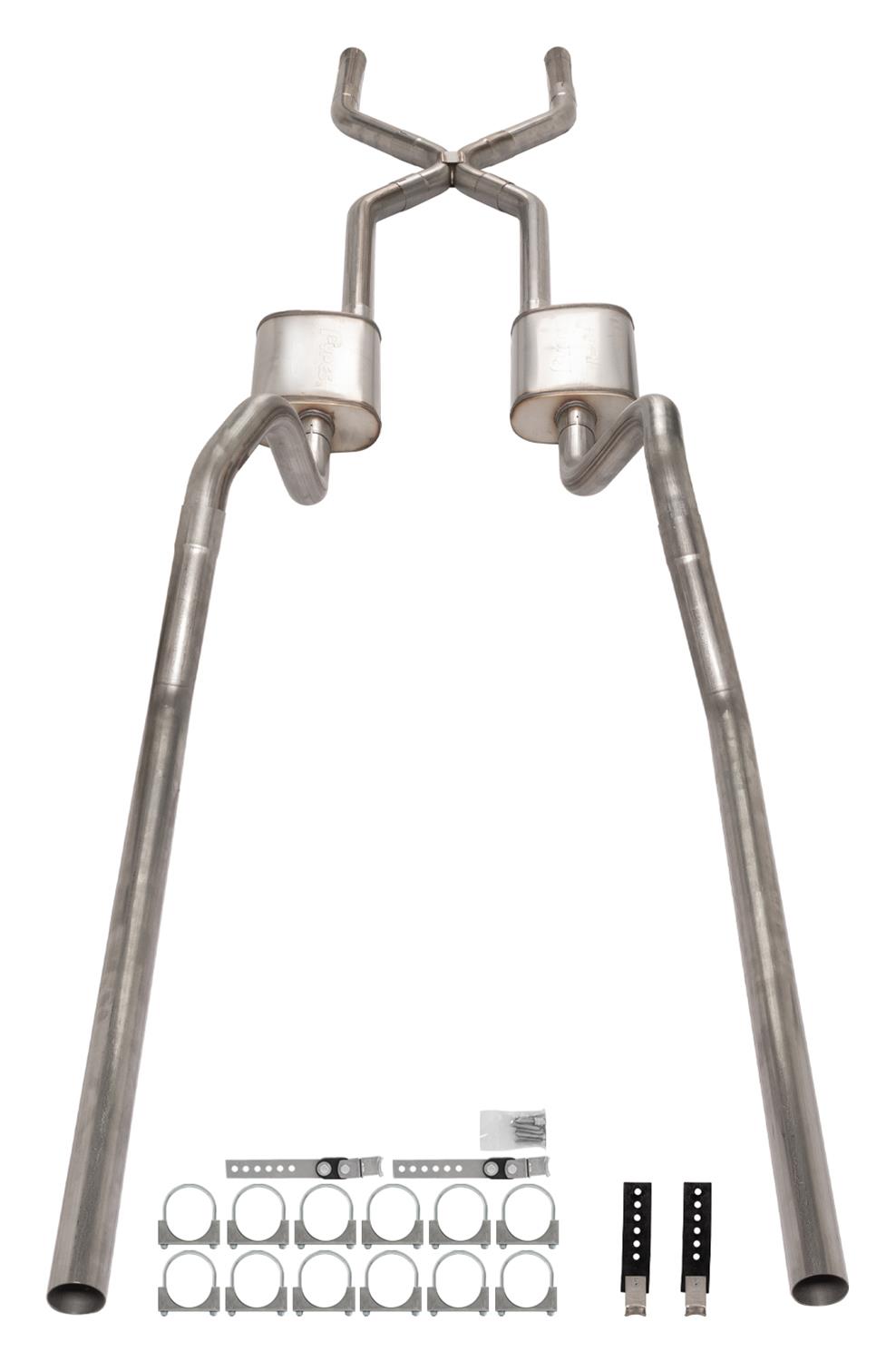 Pypes Violator Dual Exhaust Systems SGB15V System, Violator, Crossmember Back, 409 Stainless Steel, Natural, X-Pipe, Rear Exit, Chevy, Impala, Kit thumbnail 7
