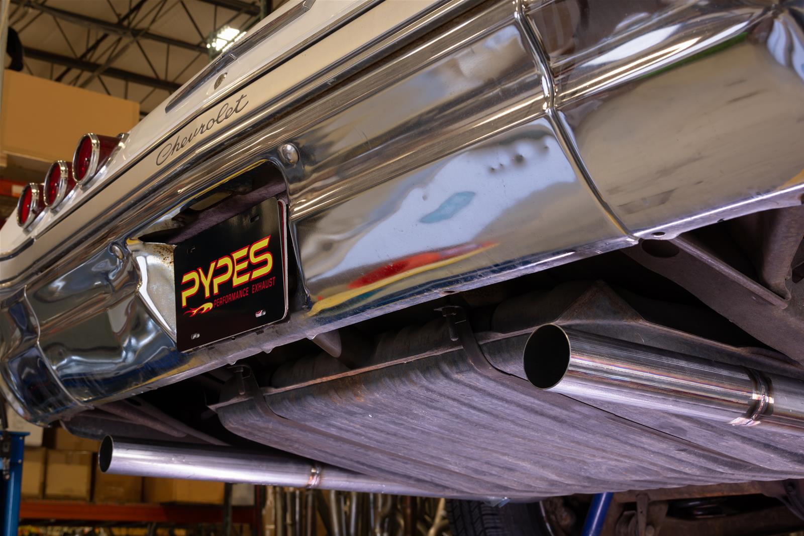 Pypes Violator Dual Exhaust Systems SGB15V System, Violator, Crossmember Back, 409 Stainless Steel, Natural, X-Pipe, Rear Exit, Chevy, Impala, Kit thumbnail 2