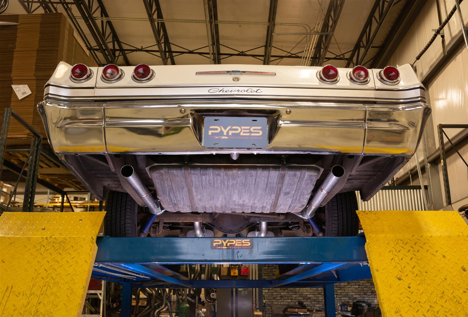 Pypes Violator Dual Exhaust Systems SGB15V System, Violator, Crossmember Back, 409 Stainless Steel, Natural, X-Pipe, Rear Exit, Chevy, Impala, Kit