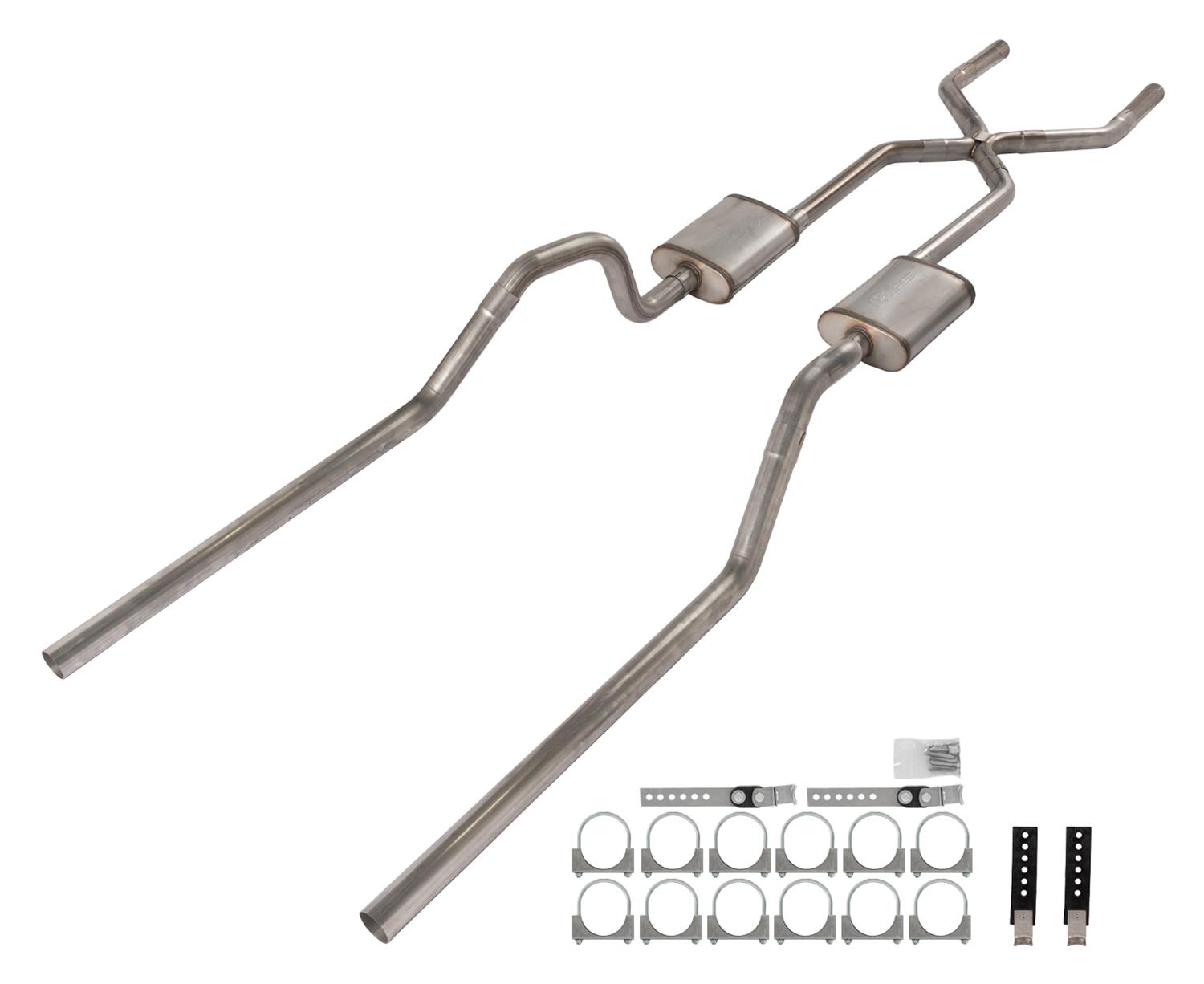 Pypes Violator Dual Exhaust Systems SGB15V System, Violator, Crossmember Back, 409 Stainless Steel, Natural, X-Pipe, Rear Exit, Chevy, Impala, Kit thumbnail 6