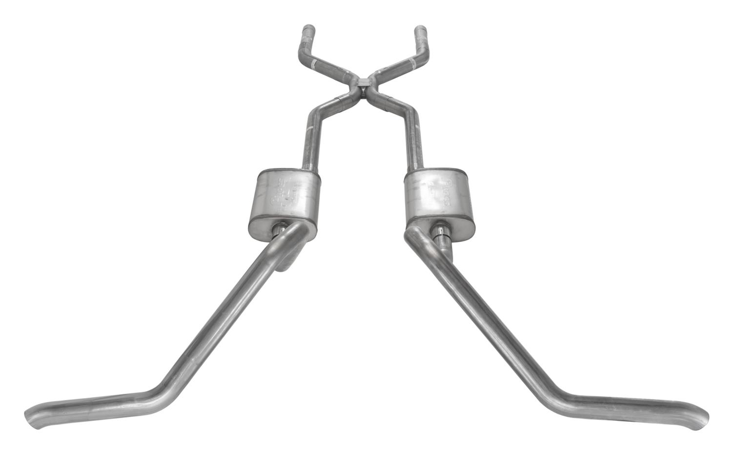 Pypes H-Bomb Exhaust Systems SGB40V System, Crossmember Back w/H-Pipe 65-70 B-Body Split Side Dual Exit 2.5 in Int & Tail Pipe Violator Mufflers/Hardware