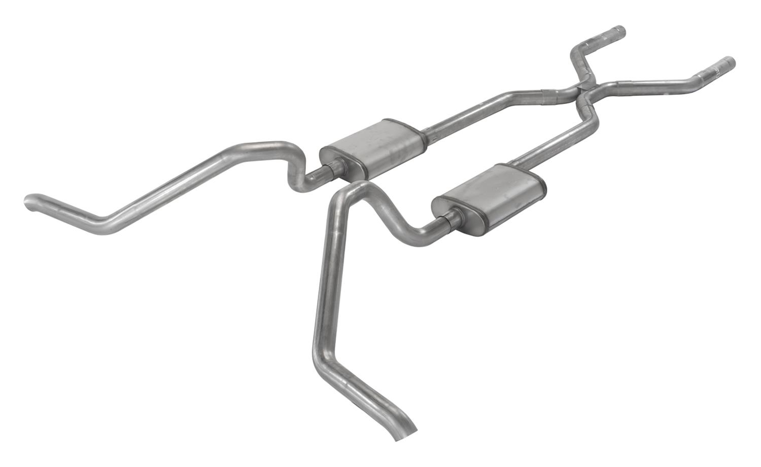 Pypes H-Bomb Exhaust Systems SGB40V System, Crossmember Back w/H-Pipe 65-70 B-Body Split Side Dual Exit 2.5 in Int & Tail Pipe Violator Mufflers/Hardware thumbnail 2