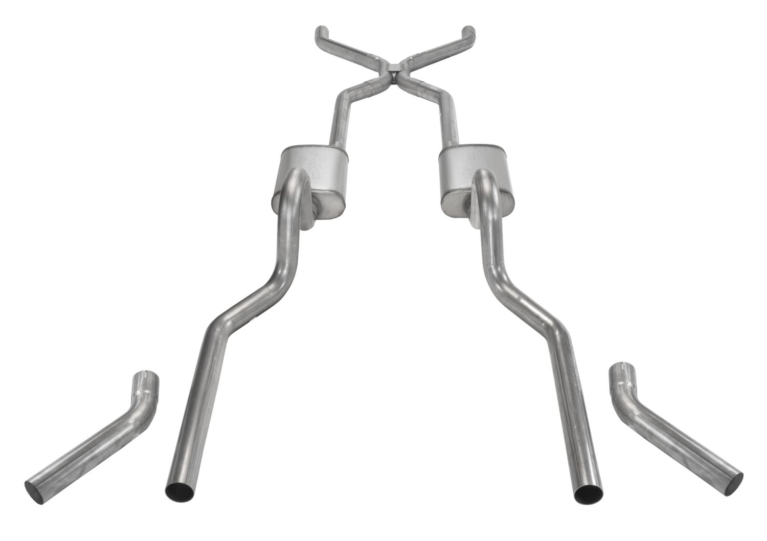 Pypes H-Bomb Exhaust Systems SGC40T Systems, H-Bomb, Crossmember-Back, Stainless Steel, Natural, Chevy, Kit