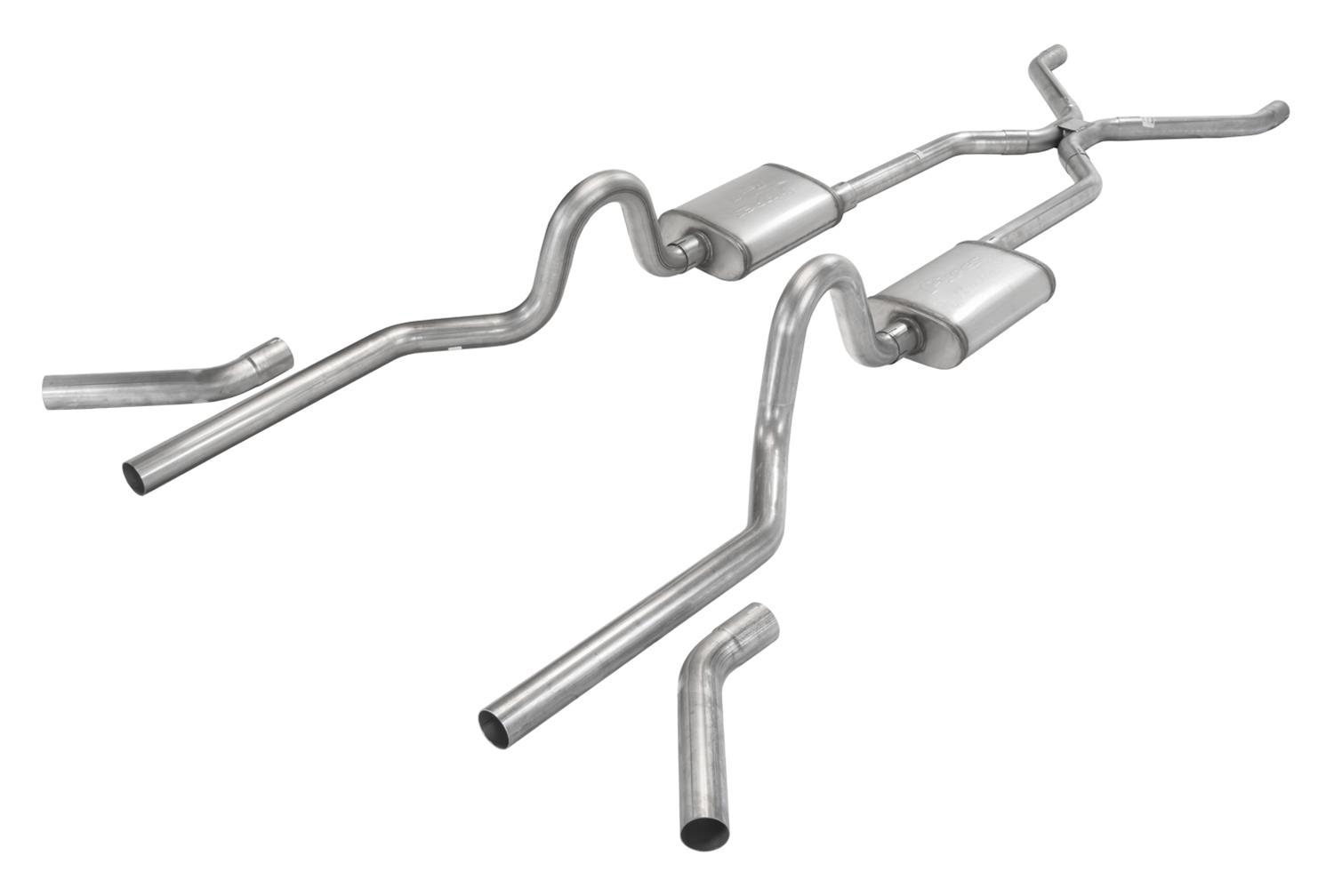 Pypes H-Bomb Exhaust Systems SGC40V System, Crossmember Back w/H-Pipe 55-57 Tri-Five Chevy Split Rear Dual Exit 2.5 in Int X-Pipe & Tail Pipe Violator Mufflers/Hardware thumbnail 2