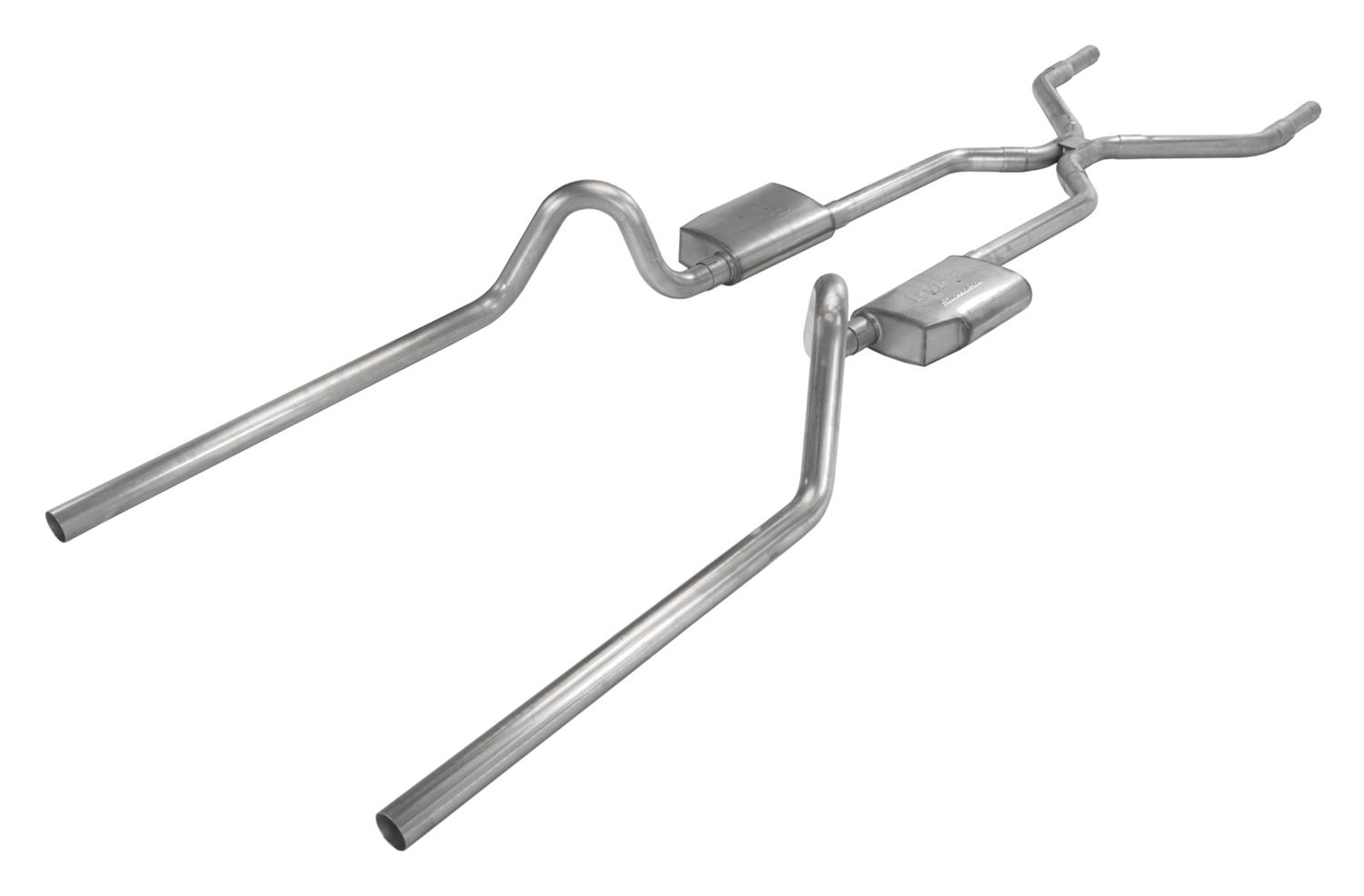 Pypes Street Pro Exhaust Systems SGC49S System, Crossmember Back w/H-Pipe 55-57 Split Rear Dual Exit 2.5 in Int & Tail Pipe Mufflers/Hardware