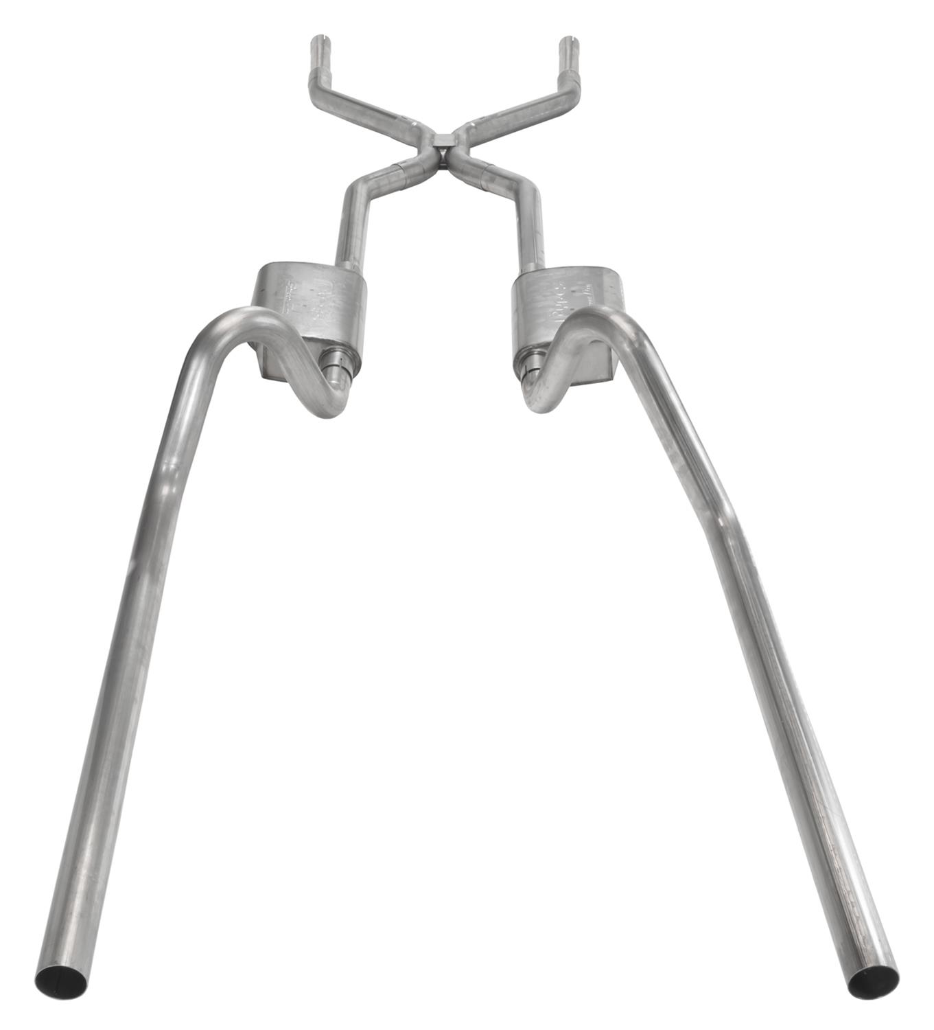 Pypes Street Pro Exhaust Systems SGC49S System, Crossmember Back w/H-Pipe 55-57 Split Rear Dual Exit 2.5 in Int & Tail Pipe Mufflers/Hardware thumbnail 2