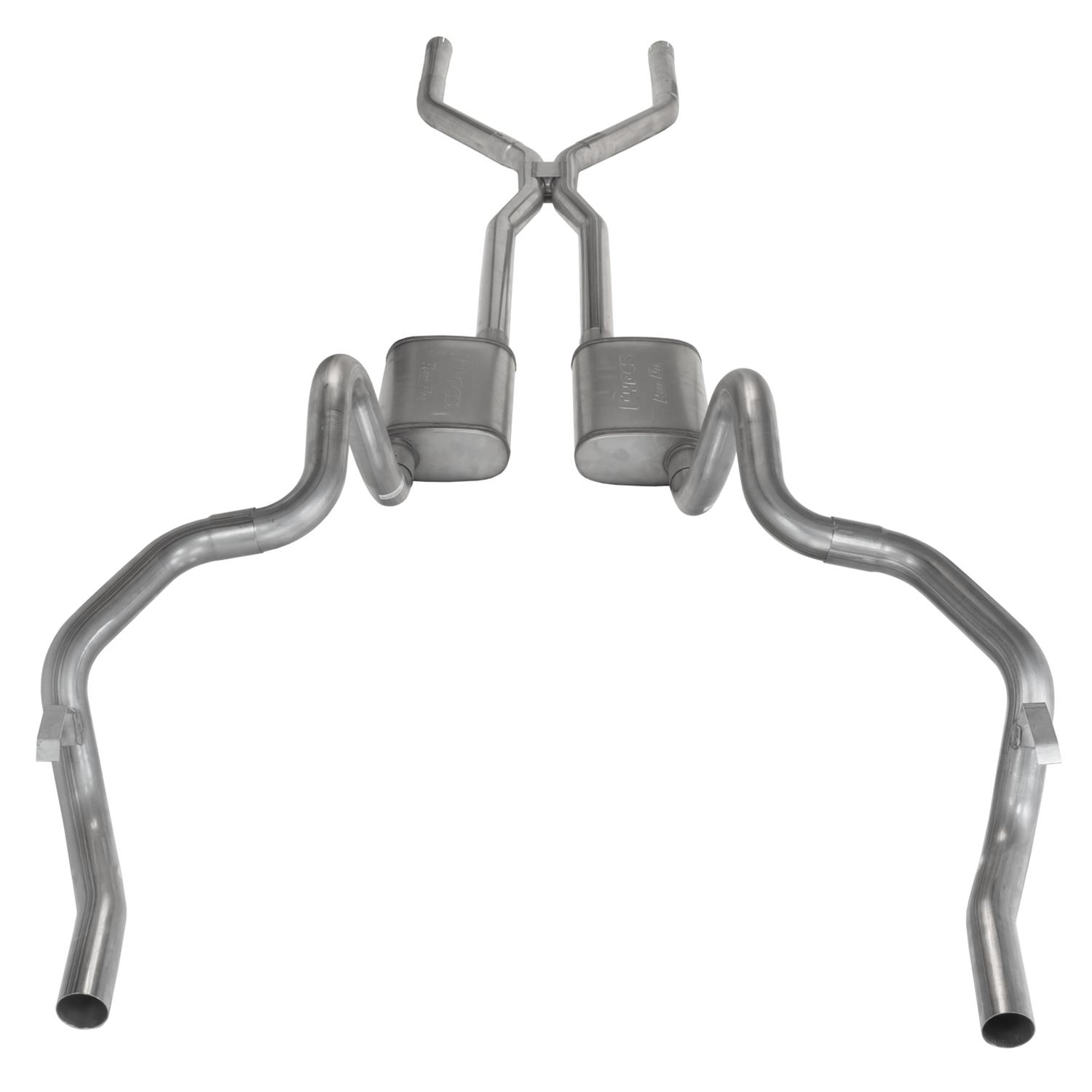 Pypes H-Bomb Exhaust Systems for 1970-1974 CAMARO, FIREBIRD - SGF41V System, Crossmember Back w/H-Pipe 70-74 F-Body Split Rear Dual Exit 2.5 in Int & Tail Pipe Violator Mufflers/Hardware