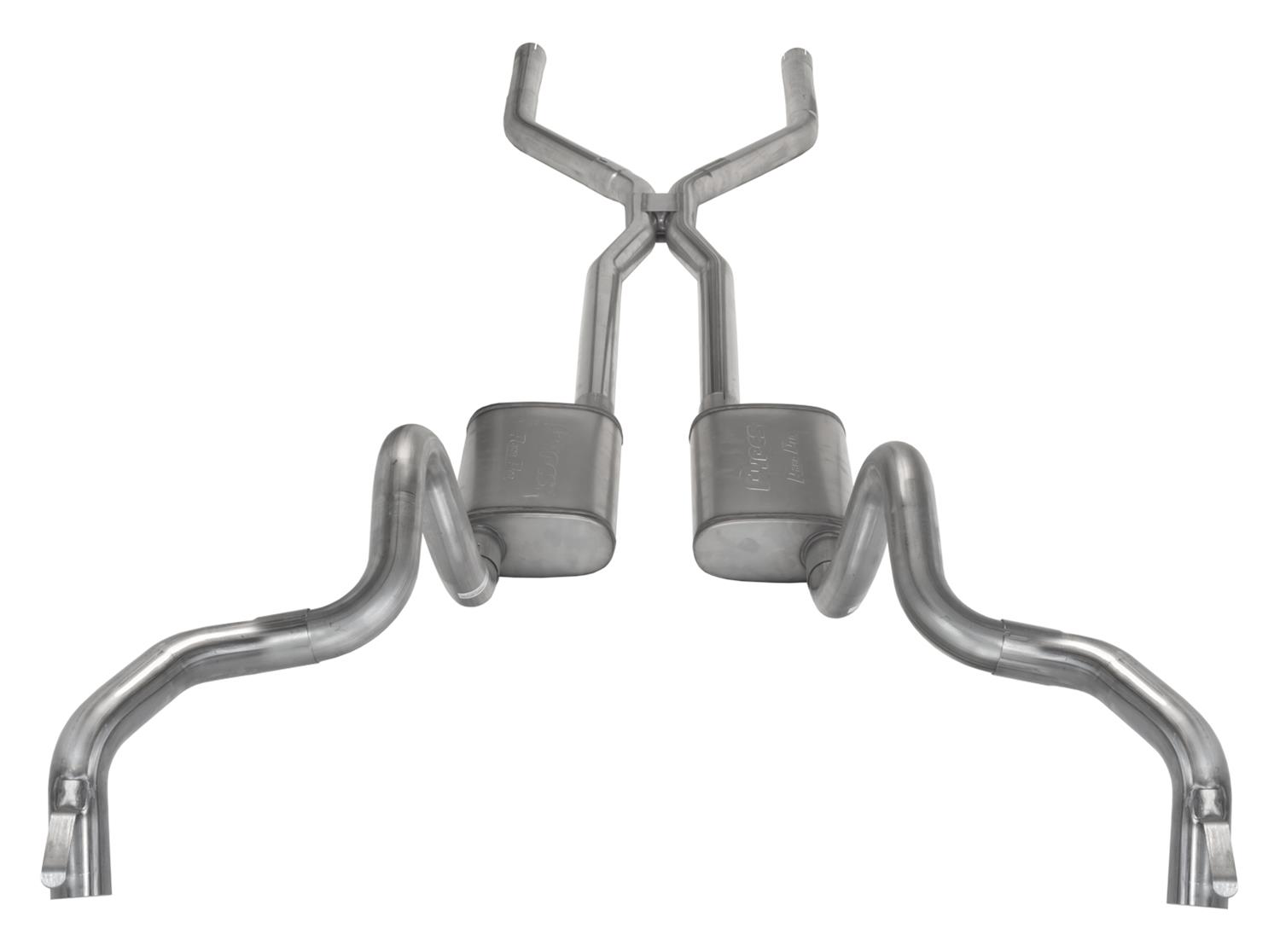 Pypes H-Bomb Exhaust Systems SGF43S System, Crossmember Back w/H-Pipe 70-74 F-Body Split Rear Dual Quarter Exit 3" Int & Tail Pipe StreetPro Mufflers/HW Incl, Polished 304 SS