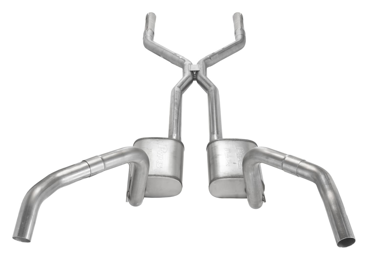 Pypes H-Bomb Exhaust Systems SGF44S System, Crossmember Back w/H-Pipe 67-69 Split Rear Dual Exit 3 in Int & Tail Pipe Street Pro Mufflers/HW Incl Tip Not Incl Natural 409 SS
