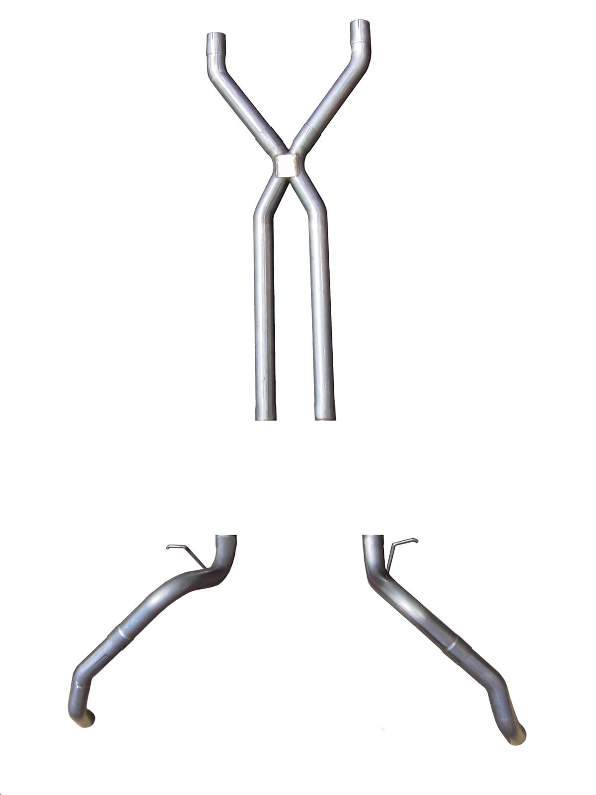 Pypes No-Muffler Exhaust Systems SGF60 Exhaust, No-Muffler, Crossmember-Back, Stainless Steel, Natural, X-Pipe, Chevy, Pontiac, V8 thumbnail 3