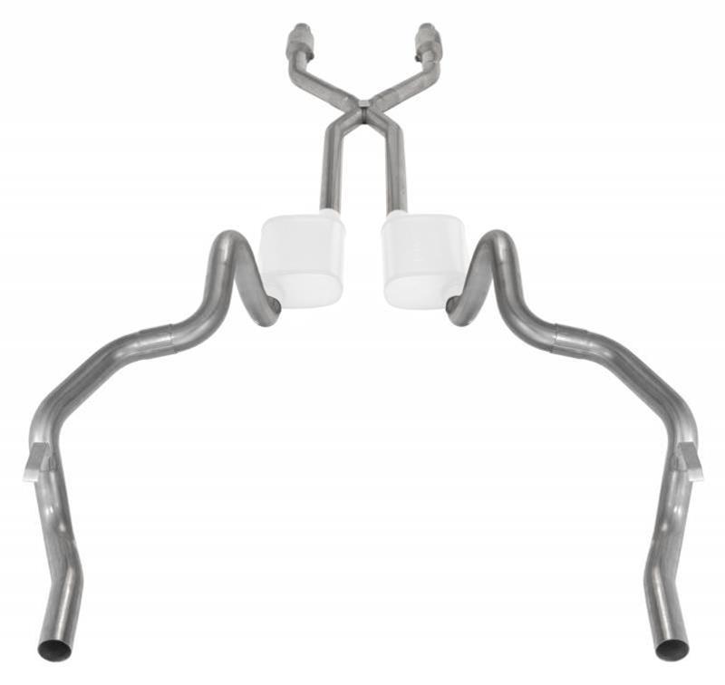 Pypes Header/Crossmember-Back Exhaust Systems SGF911E Systems, Crossmember Back w/X-Pipe, 75-81 F-Body Split Rear Dual Exit 2.5 in Intermediate