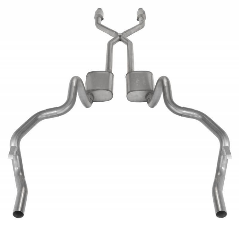 Pypes Race Pro Dual Exhaust Systems SGF911RE Systems, Crossmember Back w/X-Pipe, 75-81 F-Body Split Rear Exit 2.5 in Intermediate