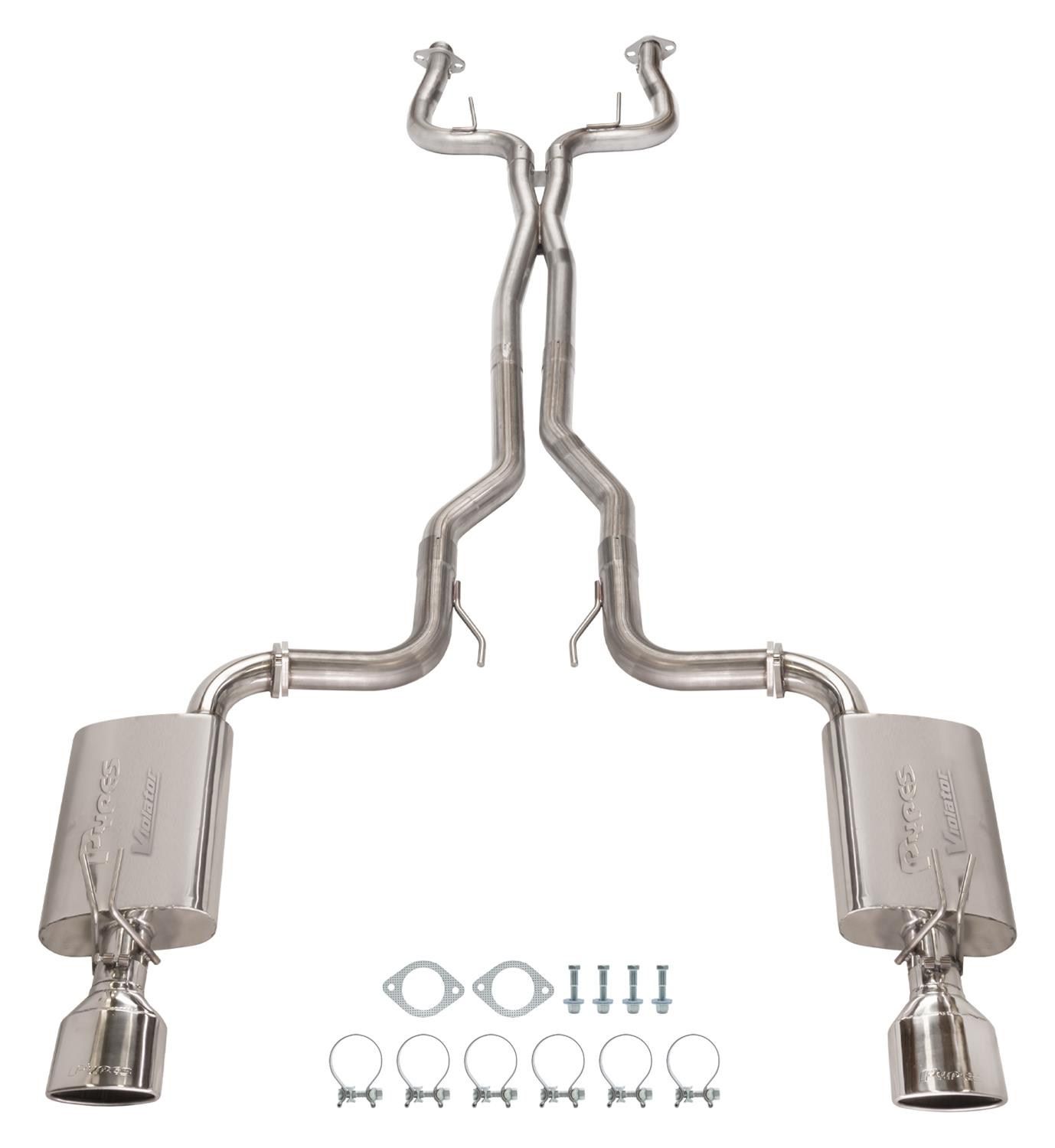 Pypes Violator Dual Exhaust Systems SGG62V System, Violator, Cat-Back, Stainless Steel, Natural, Polished Tips, Pontiac, Kit thumbnail 2
