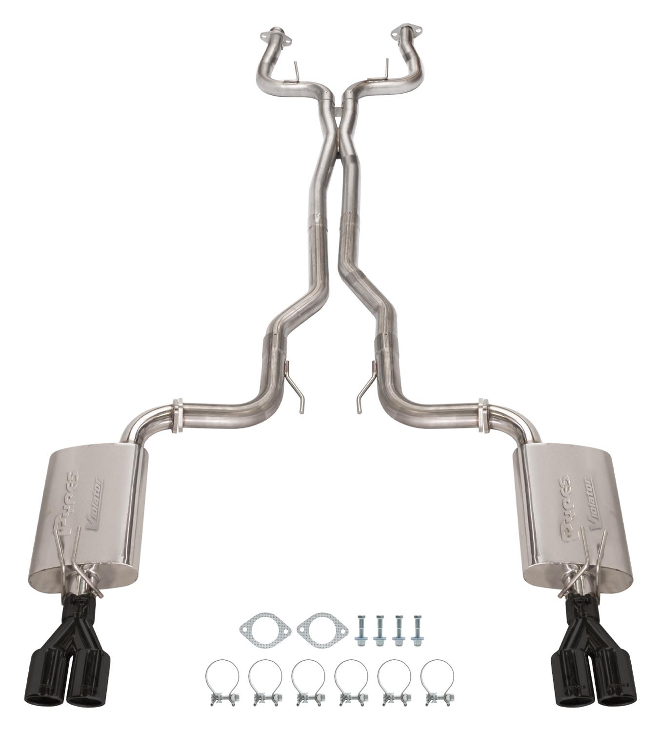 Pypes Violator Dual Exhaust Systems SGG63VB System, Violator, Cat-Back, Stainless Steel, Natural, Black Powdercoated Tips, Pontiac, Kit