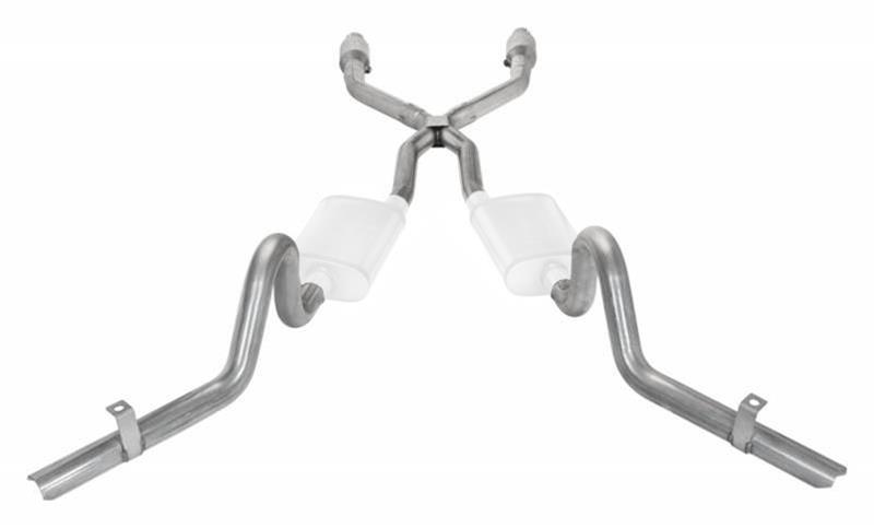 Pypes Header/Crossmember-Back Exhaust Systems SGG910E Systems, Crossmember Back w/X-Pipe, 78-88 GM G-Body Split Rear Dual Exit 2.5 in Intermediate thumbnail 2