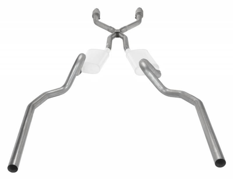 Pypes Header/Crossmember-Back Exhaust Systems SGG912E Systems, Crossmember Back w/X-Pipe, 78-88 GM G-Body SS Split Rear Dual Exit 2.5 in Intermediate Pipe