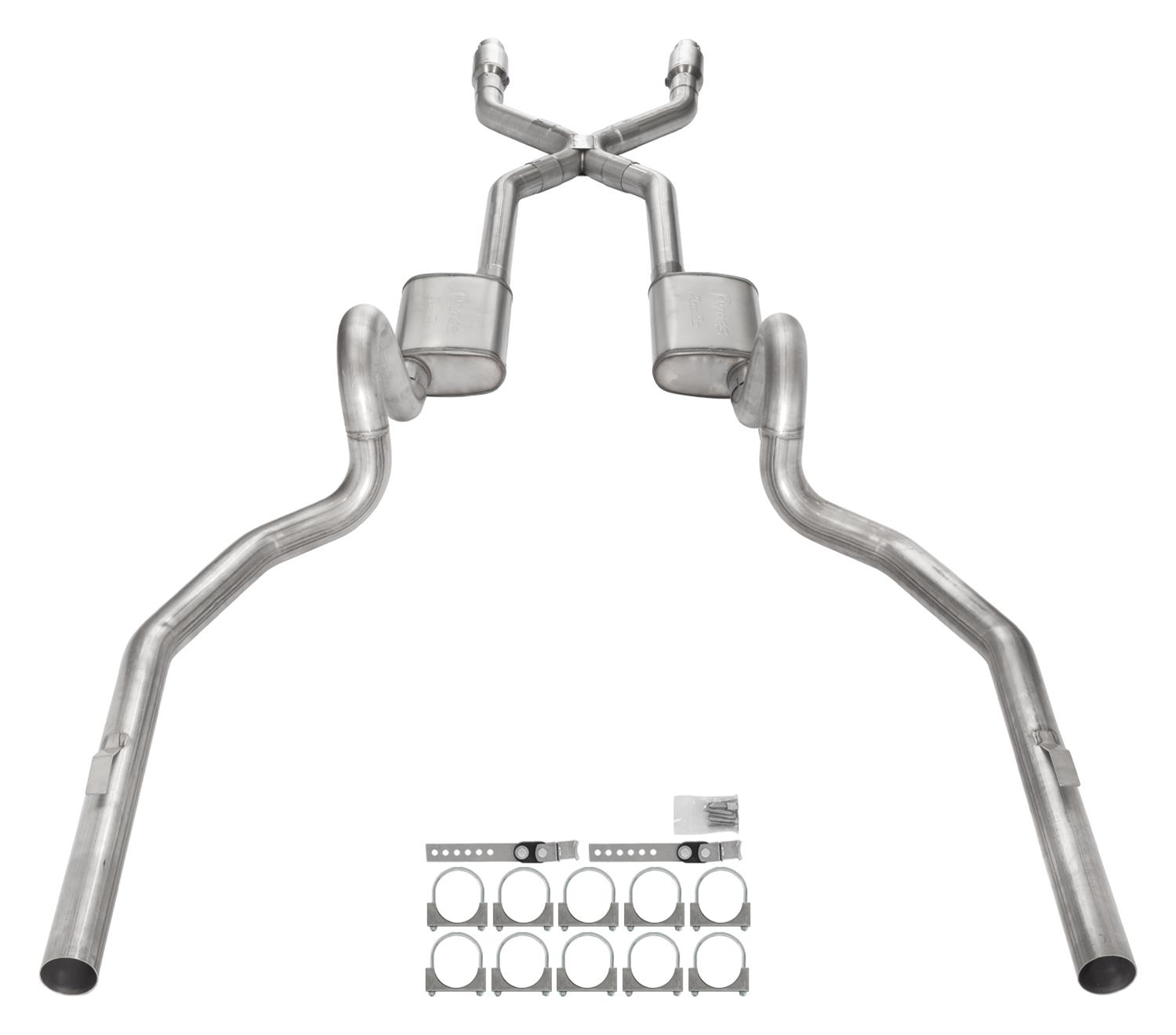 Pypes Street Pro Exhaust Systems SGG913SE System, 3.0 in., Pro, Crossmember Back, 409 Stainless Steel, Natural, X-Pipe, Mufflers, G-Body, Kit thumbnail 2