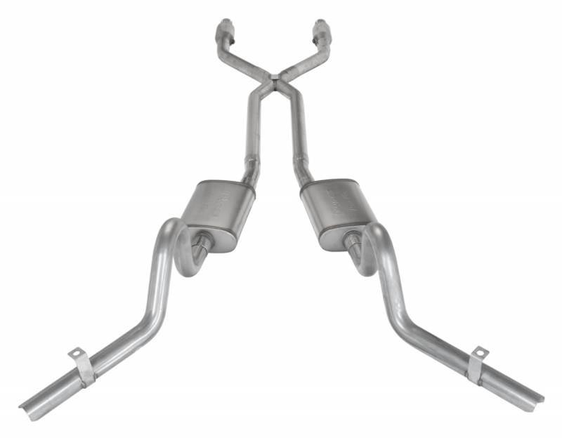 Pypes Violator Dual Exhaust Systems SGG920VE Systems, Crossmember Back w/X-Pipe, 78-88 El Camino SS Split Rear Exit 2.5 in Intermediate