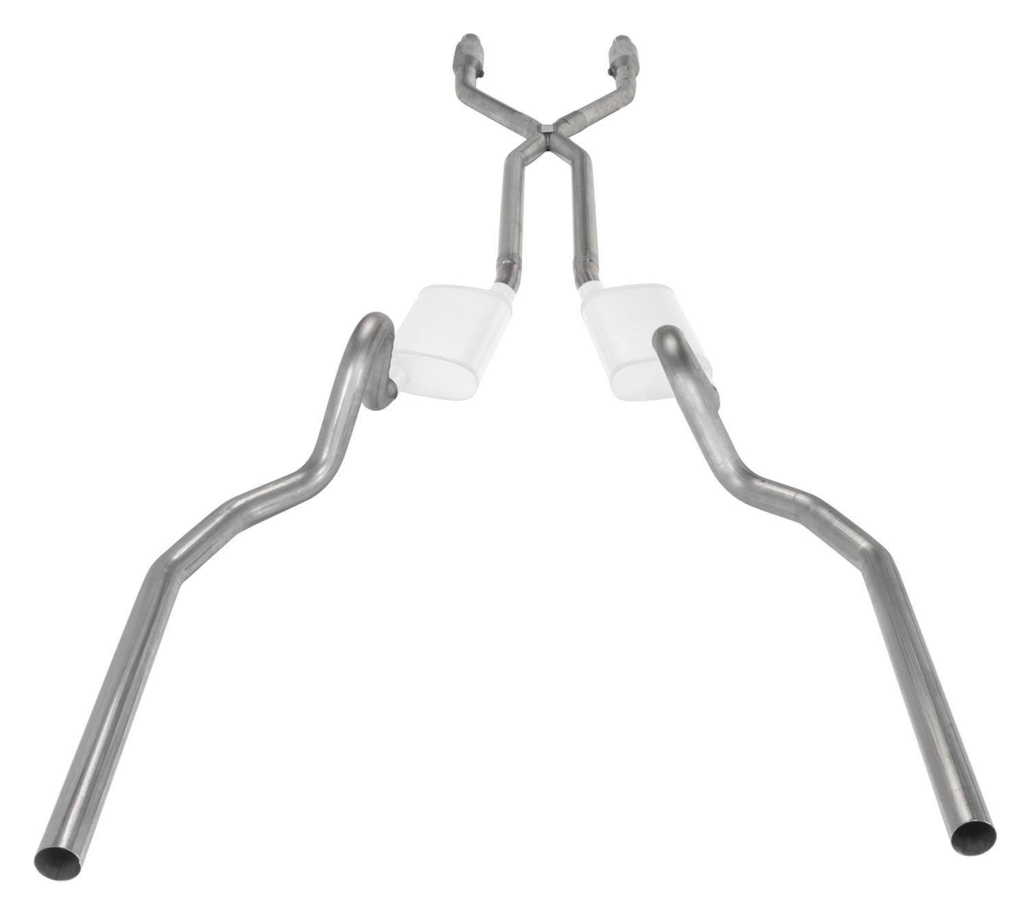Pypes Header/Crossmember-Back Exhaust Systems SGG922E Systems, Crossmember Back w/X-Pipe, 78-88 El Camino SS Split Rear Dual Exit 2.5 in Intermediate