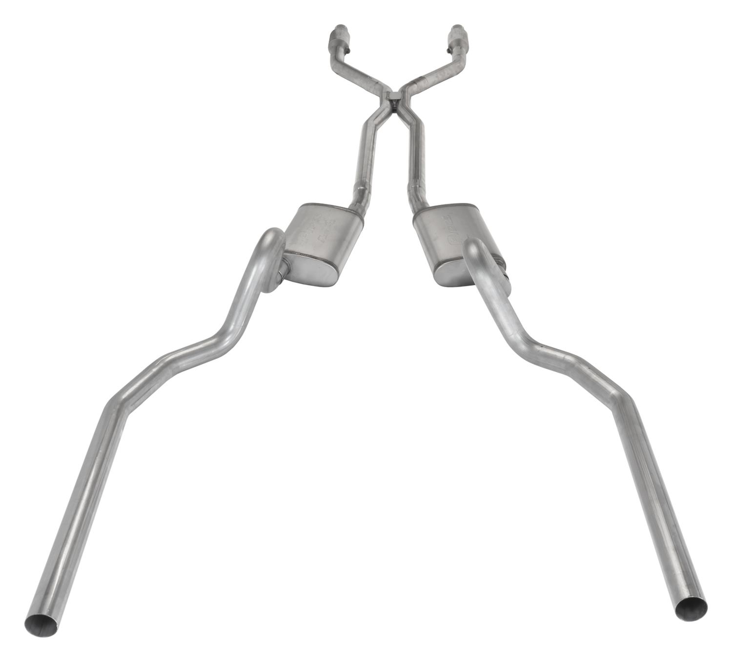 Pypes Street Pro Exhaust Systems SGG942SE Systems, Crossmember Back w/H-Pipe System 78-88 El Camino SS Split Rear Dual Exit 2.5 in Intermediate