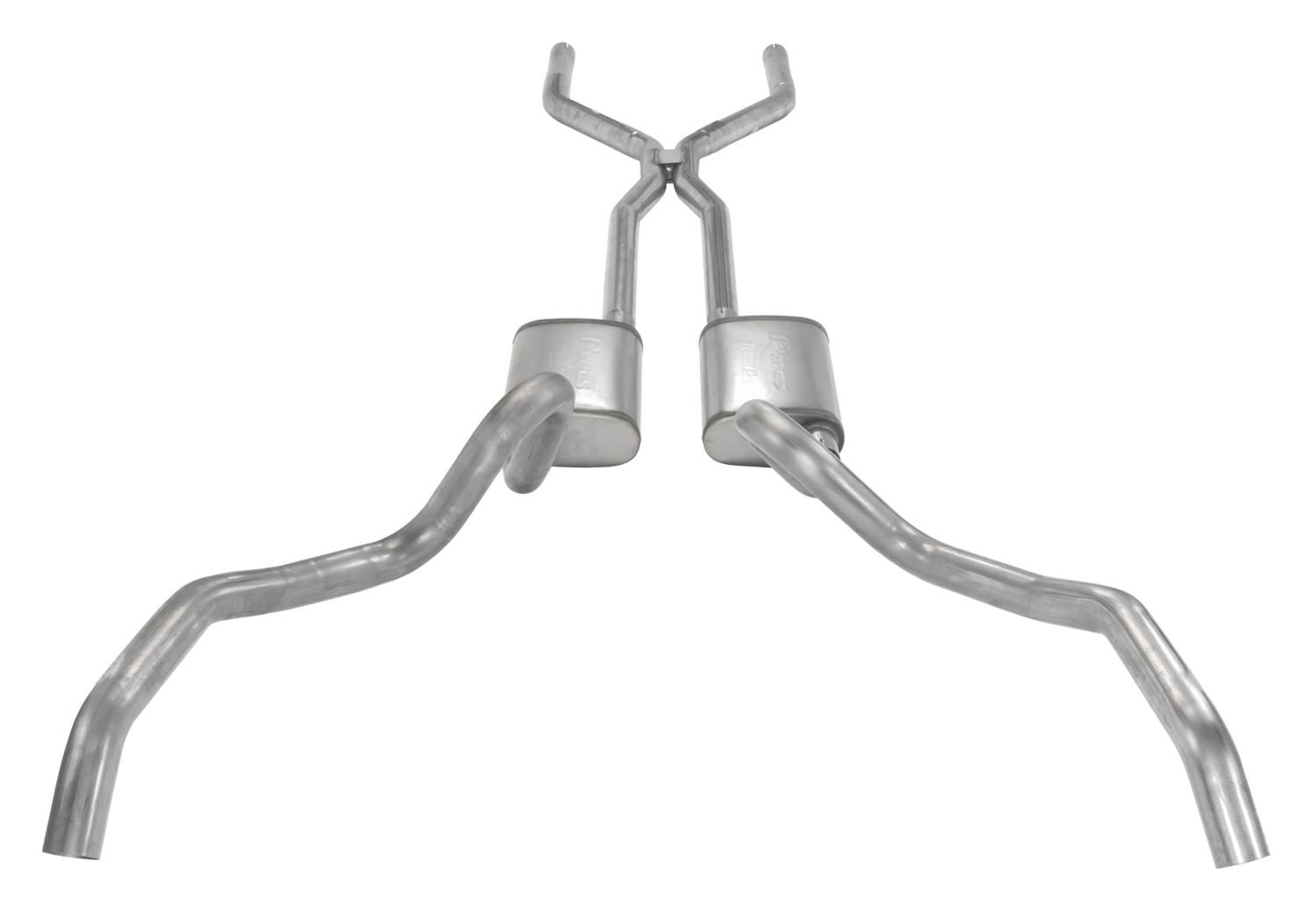 Pypes H-Bomb Exhaust Systems SGN40V System, Crossmember Back w/H-Pipe 62-67 Nova Split Rear Dual Exit 2.5 in Int & Tail Pipe Violator Mufflers/Hardware