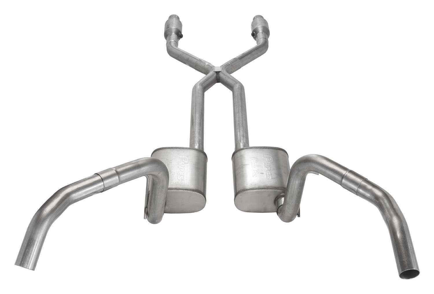 Pypes Violator Dual Exhaust Systems SGN975VE Systems, Crossmember Back w/X-Pipe, 75-87 GM Split Rear Exit 2.5 in Intermediate