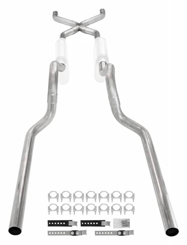 Pypes Header/Crossmember-Back Exhaust Systems SGT73 Systems, Crossmember Back w/ X-pipe System 63-66 GM Truck split rear dual exit 2.5 inch intermediate thumbnail 2