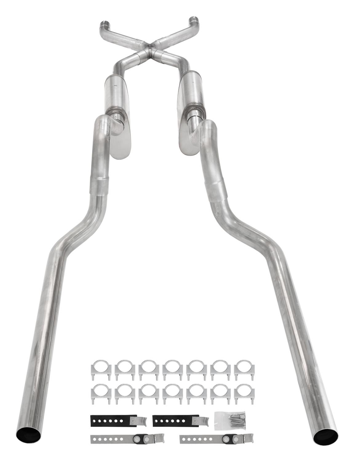 Pypes Turbo Pro Exhaust Systems SGT73T Systems, Pro, Crossmember Back, 409 Stainless Steel, Natural, Chevy, GMC, Kit thumbnail 2