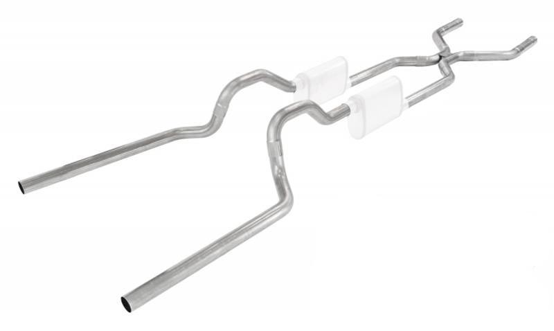 Pypes Header/Crossmember-Back Exhaust Systems SGT74 Systems, Crossmember Back w/ H-pipe System 63-66 GM Truck split rear dual exit 2.5 inch intermediate
