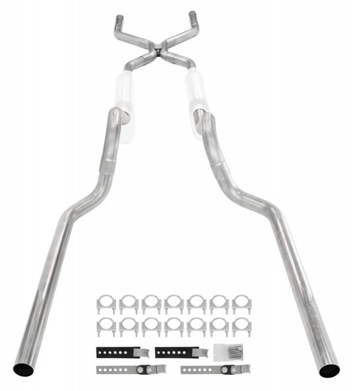 Pypes Header/Crossmember-Back Exhaust Systems SGT74 Systems, Crossmember Back w/ H-pipe System 63-66 GM Truck split rear dual exit 2.5 inch intermediate thumbnail 2