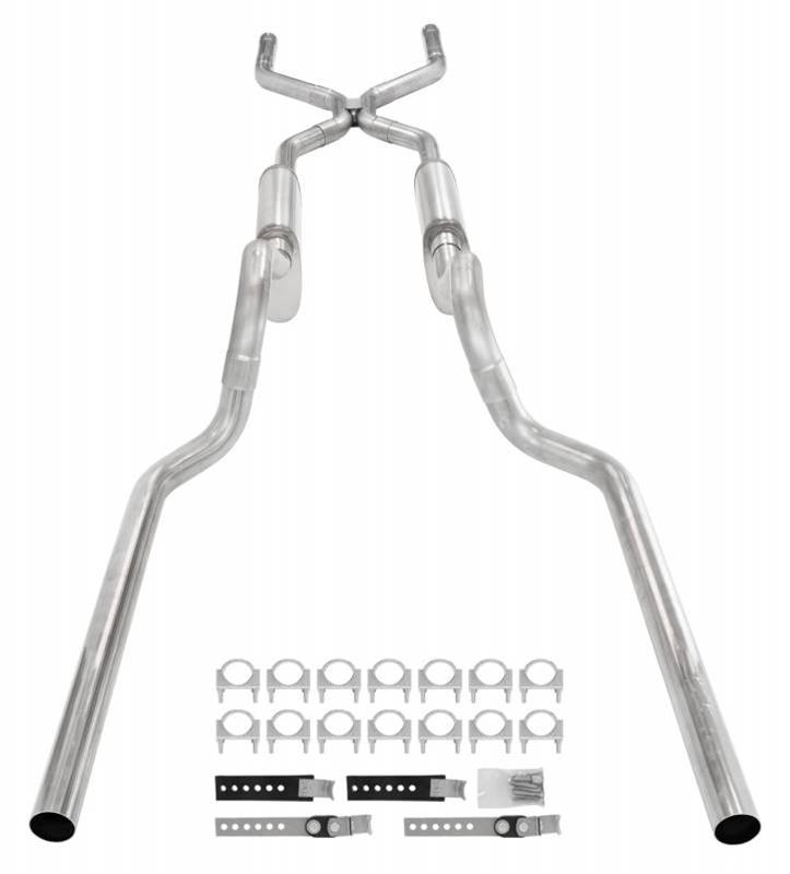Pypes Violator Dual Exhaust Systems SGT74V Systems, Crossmember Back w/ H-pipe System 63-66 GM Truck split rear dual exit 2.5 inch intermediate thumbnail 3