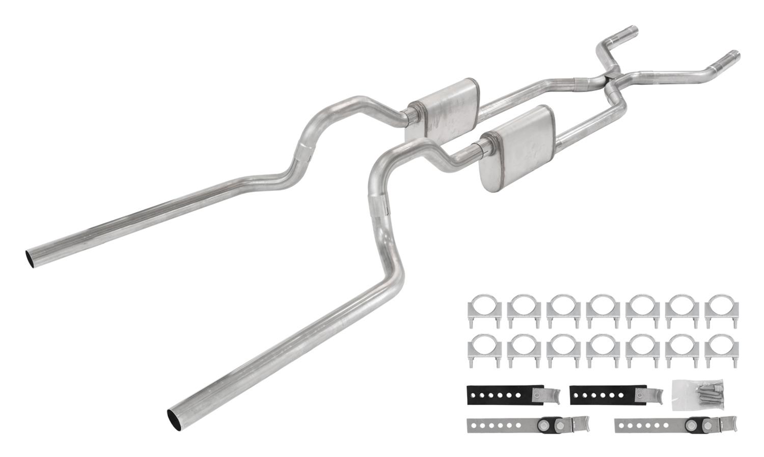 Pypes Violator Dual Exhaust Systems SGT74V Systems, Crossmember Back w/ H-pipe System 63-66 GM Truck split rear dual exit 2.5 inch intermediate