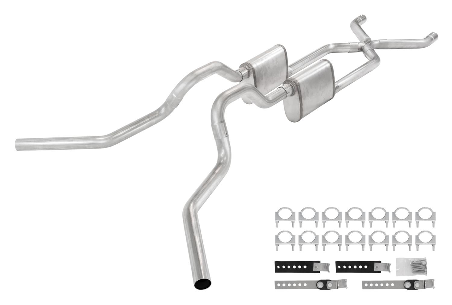 Pypes Violator Dual Exhaust Systems SGT75V Systems, Crossmember Back w/ X-pipe System 63-66 GM Truck split side dual exit 2.5 inch intermediate
