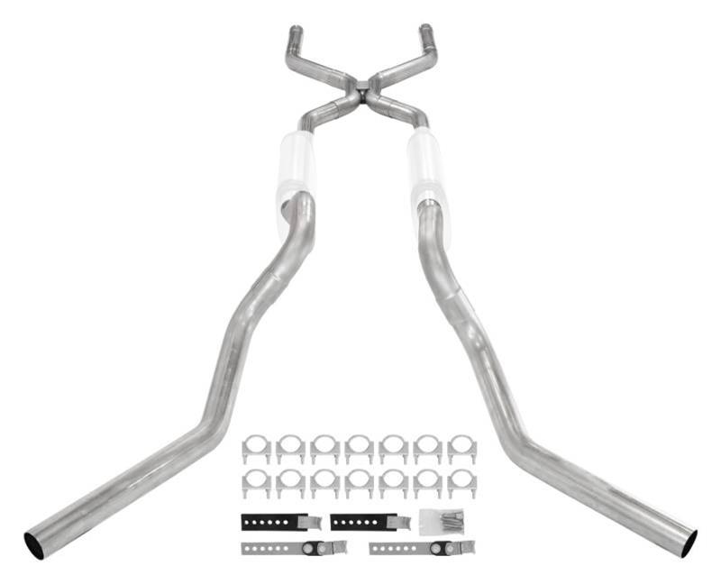 Pypes Header/Crossmember-Back Exhaust Systems SGT76 Systems, Crossmember Back w/ H-pipe System 63-66 GM Truck split side dual exit 2.5 inch intermediate