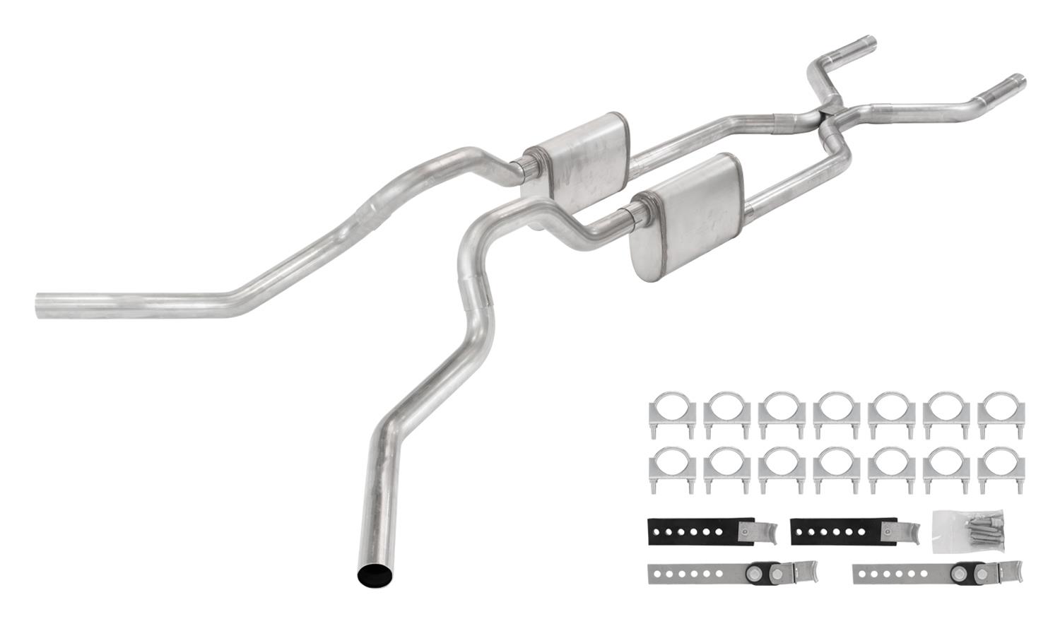 Pypes Race Pro Dual Exhaust Systems SGT76R Systems, Crossmember Back w/ H-pipe System 63-66 GM Truck split side dual exit 2.5 inch intermediate