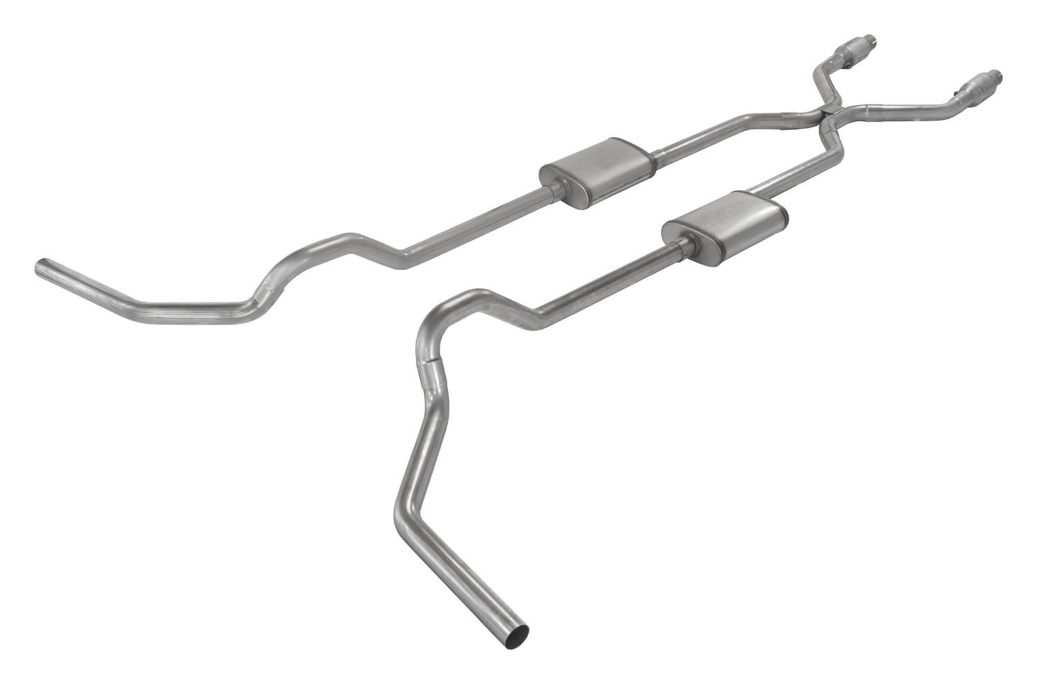 Pypes Violator Dual Exhaust Systems SGT978VE Systems, Crossmember Back, X-Pipe, Turbo Pro Muffler, Slit Rear Exit, 409 Stainless Steel, Natural, Chevy, GMC, Kit