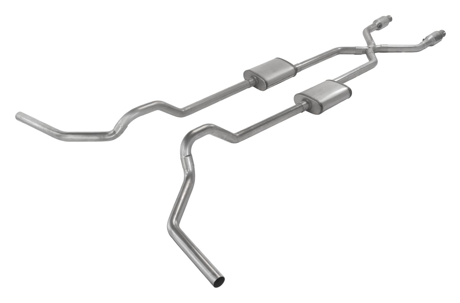 Pypes Violator Dual Exhaust Systems SGT980VE Systems, Crossmember Back w/X-Pipe, 75-87 GM Split Rear Exit 2.5 in Intermediate