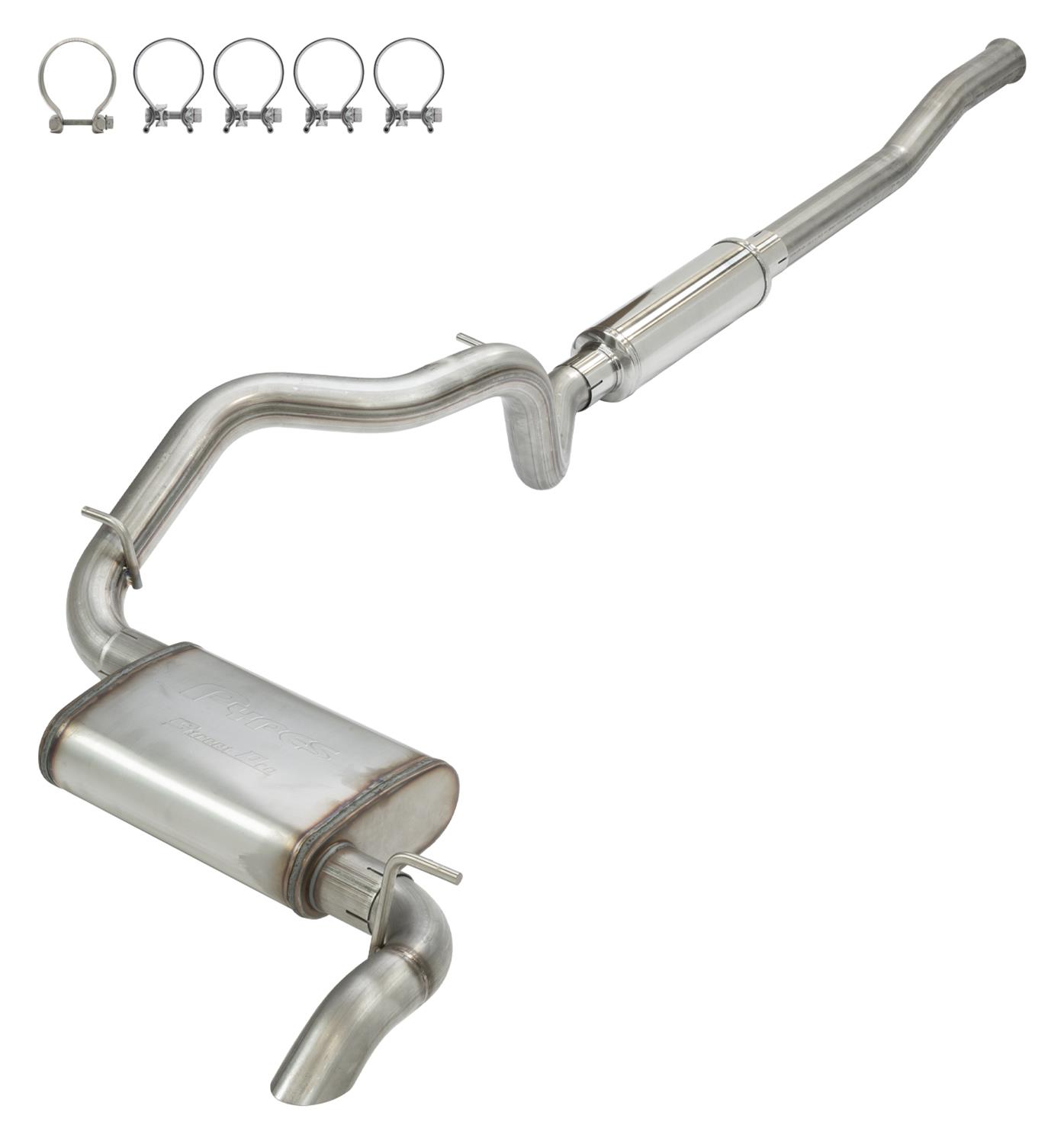 Pypes HGC Exhaust Systems for 2018-2023 WRANGLER - SJJ25SQ System, High Ground Clearance, 2.50 in., Cat-Back Exhaust, 409 Stainless Steel, Natural, M80 Muffler, Street Pro Muffler, Jeep, Kit thumbnail 2